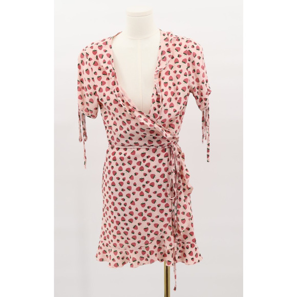 Dolls Kill Sugar Thrillz Forbidden Fruit Strawberry Wrap Mini Dress Sz M - Picture 1 of 5